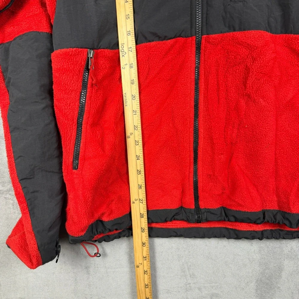 The North Face Mens Denali Fleece Jacket Red Black Colorblock Full Zip Large